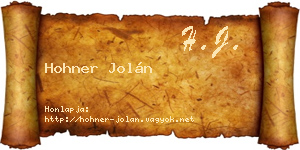 Hohner Jolán névjegykártya